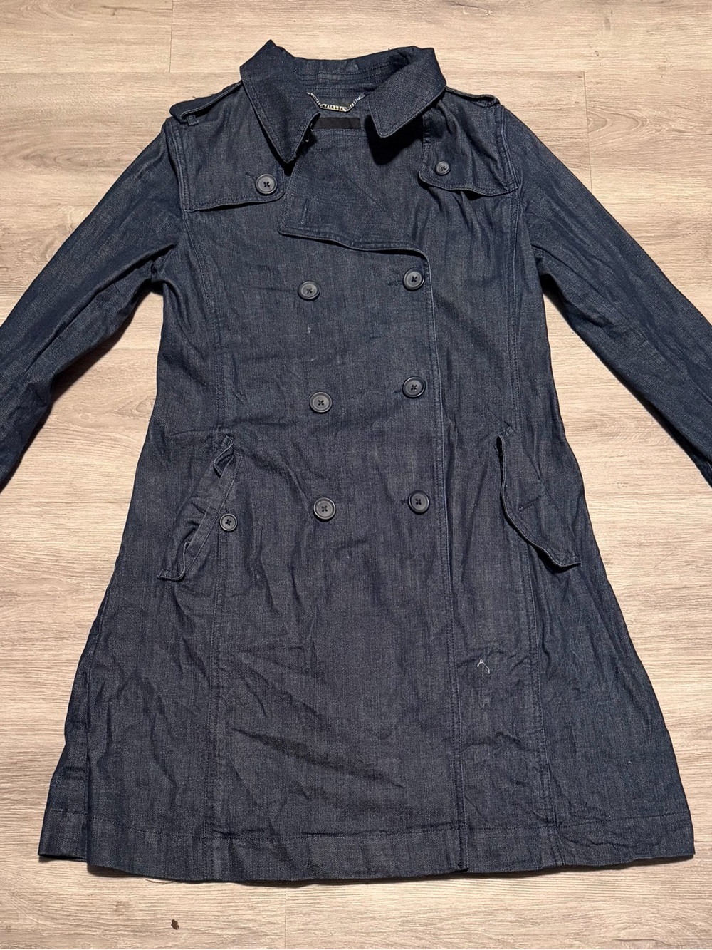 Talbots Dark Navy Double-Breasted Trench Coat